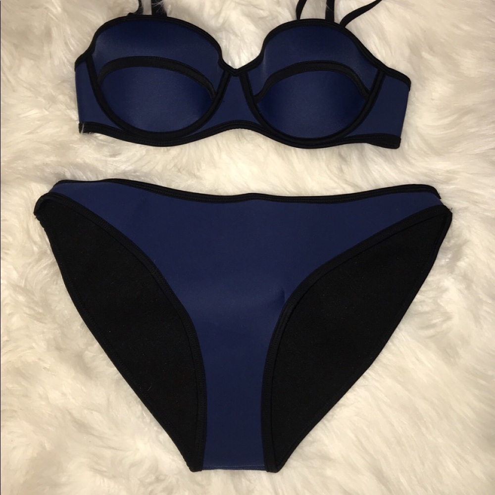 Neoprene Navy and Black Bikini